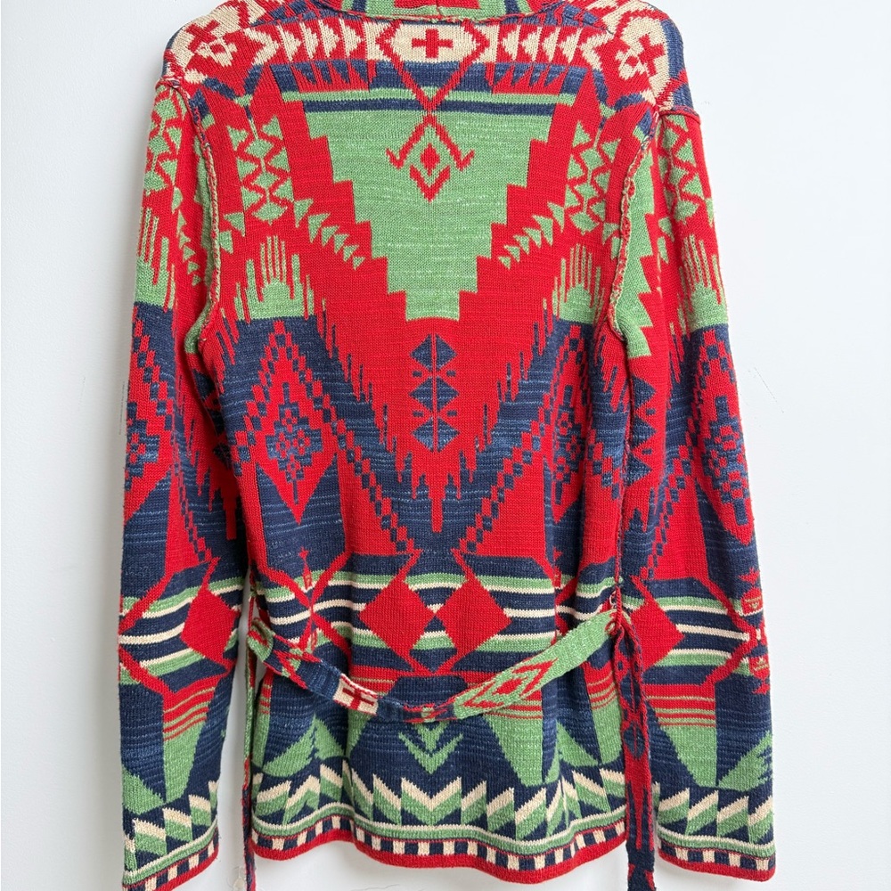 Polo Ralph Lauren Southwestern Shawl Collar Cardigan Belted Navajo Knit Jacket S - Picture 8 of 12